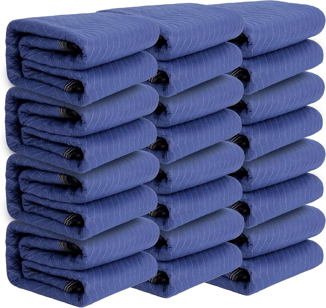 Packing & Moving Blanket - 80" x 72" 40 lb/dz - Professional Quilted Shipping Thick Furniture Pad (Blue 12 Pack)