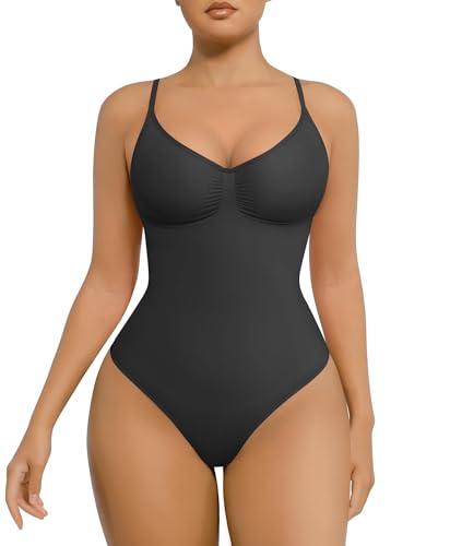 FeelinGirl Shapewear Bodysuit for Women Tummy Control Seamless Body Shaper Tank Top Thong Shapewear Body Suits, Size: M-L