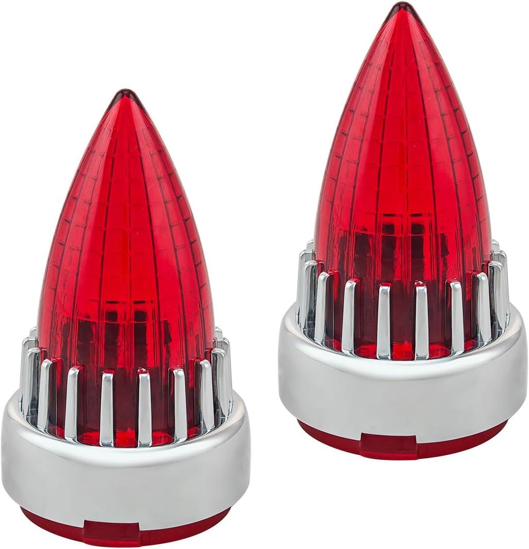 Motorcycle Bullet Turn Signals' Lens Covers 2 Pack, Red Rear Tail Light Lense Universal fit Harley Softail Street Glide Sportster Dyna Fatboy Heritage Deluxe Bikes Accessories (Red Lens/Chrome)