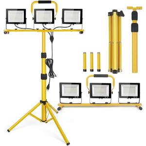 21000Lumen LED Work Lights with Stand - 3 Head Portable Work Light on Stand - IP66 Waterproof Tripod Worklights for Outdoor Indoor Job Site Workshop Garage Construction Site Lighting