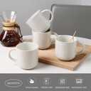 MONITO 12 OZ Coffee Mugs Set of 4, Modern Ceramic Coffee Mugs Set with handle for Tea/Latte/Cappuccino/Milk/Cocoa.White.
