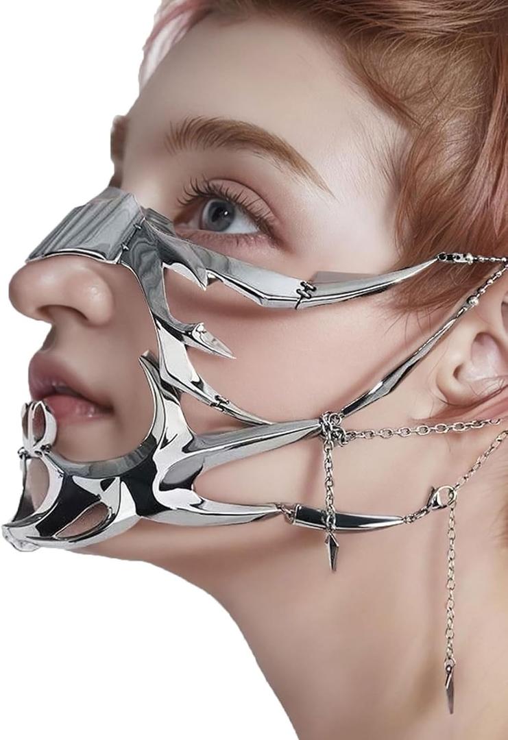 Masquerade MaskSteel Half Mask Women's Costume Half Face Halloween Party Prom Metal Hallowmas Gifts Accessories