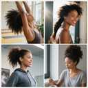 2 x 3PCS Adjustable Hair Ties, Afro Puff Satin Hair Tie Elastics Satin Non-Damage Adjust Ponytail Holders for Black Women Thick and Nature Style