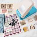 BAOFALI Stamp Puncher 1.5x1.5inch Large Square Postage Stamp Punch |Stamp Hole Puncher| Scalloped Rectangle Lever Action Paper Punches for Crafting Scrapbooking DIY Card Making Arts Crafts Supplies