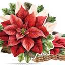 Nuanchu Set of 4 Christmas Cork Placemats Poinsettia Seasonal Winter Christmas Red Poinsettia Flower Cork Backed Place Mats Table Decorations for Home Dining Holiday, 12.6 x 11.8 Inches