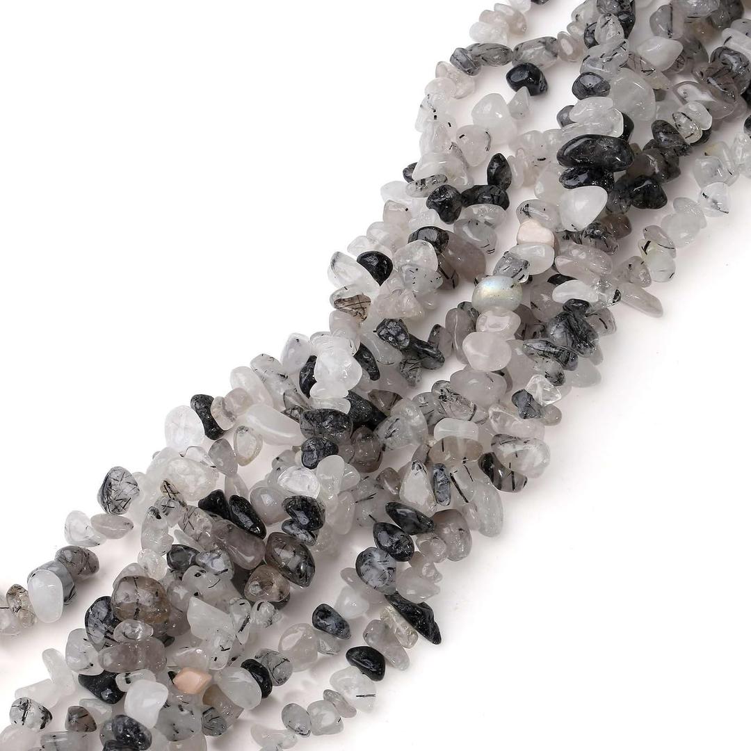LAIDANLA Black Rutilated Quartz 400pcs Natural Chip Stone Beads 5-8mm Healing Crystal Irregular Gemstones Drilled DIY Loose Rocks Bead Crystal for Bracelet Earrings Necklace Jewelry Making Crafting LAIDANLA Black Rutilated Quartz 400pcs Natural Chip Stone Beads 5-8mm Healing Crystal Irregular Gemstones Drilled DIY Loose Rocks Bead Crystal for Bracelet Earrings Necklace Jewelry Making Crafting