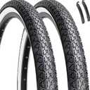Hycline 2-Pack Cruiser Bike Tires: 26x2.125 Inch Folding Replacement Bicycle Tires for Beach or Urban City Commuter Bike-White Walled