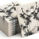 100 Pack Cocktail Napkins Paper, Special Design of Bamboo in the Mist Paper Napkins Decorative for Bathroom Toilet Powder Room Holiday Wedding Bridal Shower (100, SMALL)