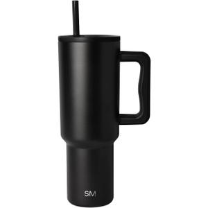 Simple Modern 40 oz Trek Tumbler with Handle and Straw Lid | Cup Holder Friendly Insulated Stainless Steel Travel Mug | Midnight Black