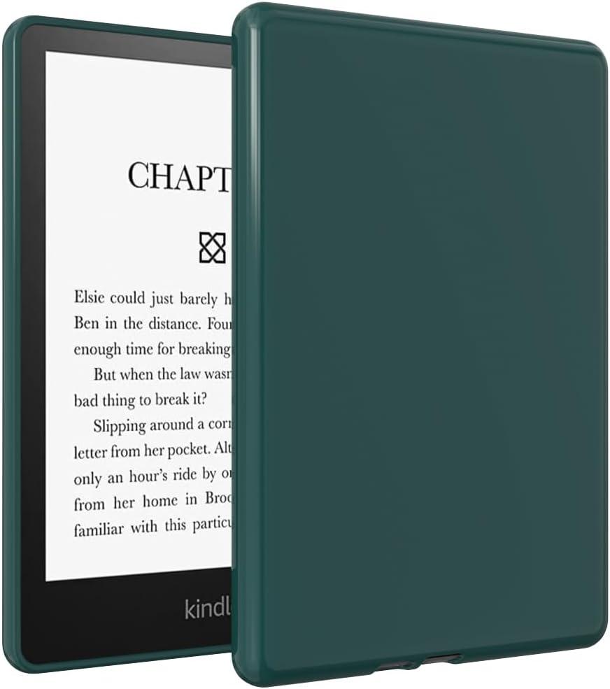 Callyue Case for Kindle Paperwhite Case (Fits 11th Generation-2021 and 13th Generation-2023 and Kindle Paperwhite Signature Edition), Rubber Soft Skin Silicone Protective Cover, Dark Green