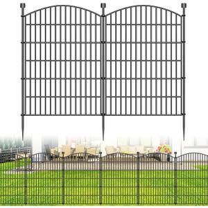 10 Panels No Dig Decorative Garden Fence - 40 in (H) x 23.6 ft (L), Dog Fence Outdoor for YardRustproof Metal Animal Barrier Ground Stakes Fencing for Garden, Patio, Flower Bed, Black