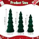 Wooden Christmas Tree Figurine, 3 Pcs Tabletop Xmas Tree, Christmas Centerpiece Decor for Home Entryway Mantel Shelf Table Fireplace Holiday (Green-Wood & Velvet)
