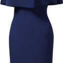 AISIZE Women's Vintage 1940s Half Collar Batwing Cape Party Pencil Dress (XX-Large, Navy Blue)