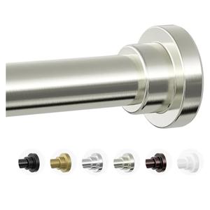 Shower Curtain Rod, 1" Diameter Heavy Duty Tension Shower Rod, Non Slip Adjustable 28-46 inch No Drilling Shower Curtain Rods Spring Tension For Bathroom, Shower Stall, No Rust, Nickel
