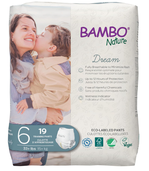 Bambo Nature Hypoallergenic Training Pants, EcoLabeled Training Pants, Totally ChlorineFree  Size 6 (19 Count)