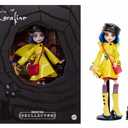 Monster High Skullector Doll, Coraline Collectible in Yellow Raincoat with Dress and Accessories Like Rag Doll, Cat Figure, and Doll Stand
