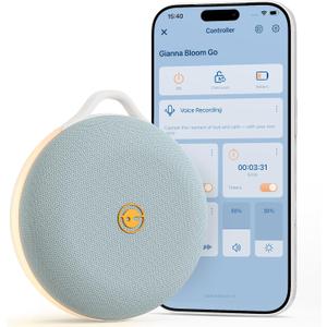White Noise Machine for Baby Sleep, Portable Sound Machine with Personal Voice Recording & Night Light, Rechargeable Battery for Travel, 12 Soothing Sounds & App Library, Toddler Travel Essentials