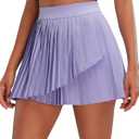 RUNNING GIRL Women's Pleated Tennis Skirts with Pockets High Waisted Tummy Control Casual Athletic Workout Golf Skorts (Purple, XL)
