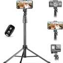 UBeesize 67" Phone Tripod & Selfie Stick, Camera Tripods Stand with Wireless Remote and Phone Holder,Compatible with iPhone Android Phone, Perfect for Selfies/Video Recording/Live Streaming Black