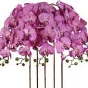 IPOPU 40.16" Purple Orchid Artificial Flowers 5PCS Real Touch Velvet Silk Orchids Long Stem Fake Orchid Phalaenopsis Branches for Tall Vase for Bridal Shower Home Party Wedding Decoration (Purple)