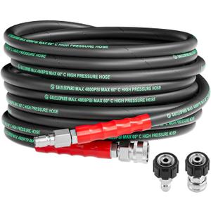 3/8" Pressure Washer Hose 25FT 4800PSI with 3/8 Inch Quick Connect, Kink Resistant Industry Grade Steel Wire Braided, Wear Resistant Power Washer Hose with M22 14mm Adapter