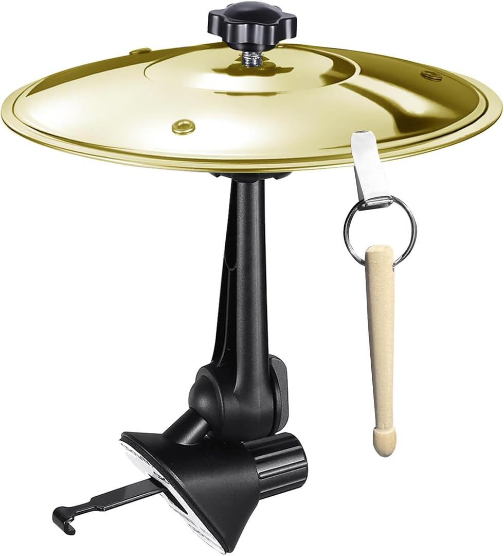 Car Cymbal, Mini Car Cymbal for Air Vent, with Compact Drum Stick, Drum Crash Cymbal Accessory for Car Dash Interior Decoration, Golden, by ALLCIFP