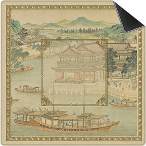 Retro Chinoiserie Mahjong Mat 31.5 x 31.5 in, Vintage Oriental Non-Slip Noise Reduction Mahjong Table Cover Accessories and Supplies for Dominoes Poker Card Board and Tile Games Gifts