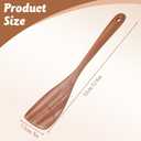 2-Piece Wooden Spatula Set - 13" Long Handle Flat Turners for Cooking, Heat Resistant & Non-Scratch Design for Flipping Eggs, Pancakes & Stir-Fry in Nonstick Pans