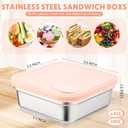 Honeydak 6 Pcs Stainless Steel Sandwich Containers Bulk Reusable Lunch Bento Box Food Storage with Leak Proof Lid for Fruit Salad Snacks, Office Workers Travel Picnic Party