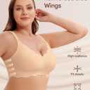 Angelhood Seamless Bras Women Soft Jelly Push Up Wireless Bra Supportive V Neck No Underwire Comfort Tshirt Bralettes (L)