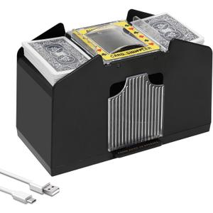 Ni-SHEN 2/ 4/ 6 Decks Automatic Card Shuffler USB/ Battery Operated Electric Shuffler for Family Party Poker/ Blackjack/ UNO (4 Deck)