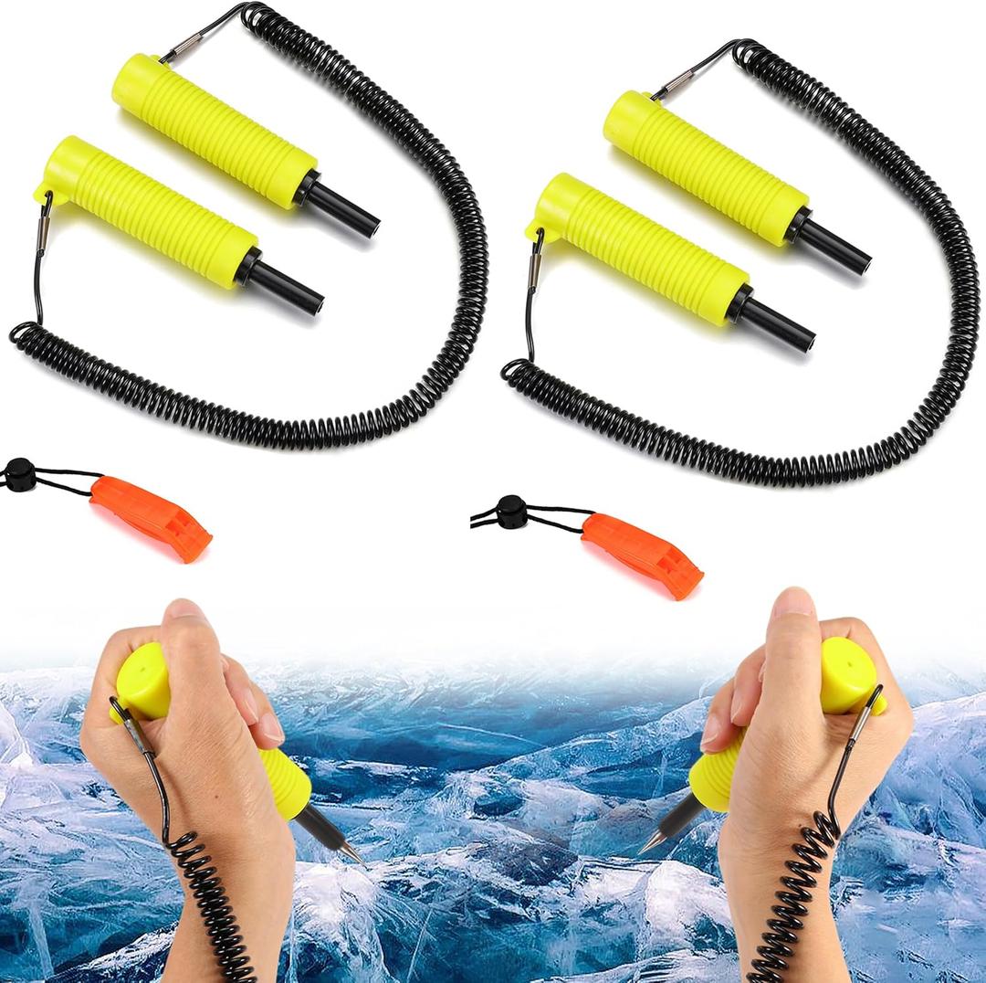 Retractable Ice Safety Picks for Ice Fishing Safety Kit, Safety Ice Picks for Ice Fishing Equipment Skating Ice Rescue Picks Ice Fishing Spikes