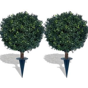 Artificial Boxwood Ball Bush 27" Tree UV Resistance Rated with Spike. Easy to Push in The Ground.Plant Looks Great in a Planter Anywhere. Indoor/Outdoor Decor 2 Pack