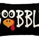 AVOIN colorlife Thanksgiving Gobble Turkey Fall Throw Pillow Cover, 12 x 20 Inch Thanksgiving Harvest Fall Black Cushion Case for Sofa Couch