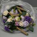 SEMONONIA Artificial Bridesmaid Bouquets 4Pcs 7 Inch Bridesmaid Bouquets Fake Floral Silk Rose Handmade for Wedding Holding Flowers, Bridal Shower, Engagement Wedding Ceremony Anniversary Lilac