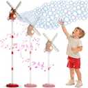 Windmill Bubble Machine for Kids, 51" Adjustable Height Bubble Maker with Light & Music, 130ml Tank, 10-Hole Battery Operated Bubble Blower for Toddlers, Backyard Outdoor Party Toys