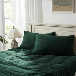 H HOUSEHOLD 100% Jersey Knit Cotton King Size Pillowcases Set of 2, Super Soft Breathable Pillow Cases for Sleeping, Envelope Closure, Stretchy T-Shirt Fabric (Dark Green, King Size Pillowcase)