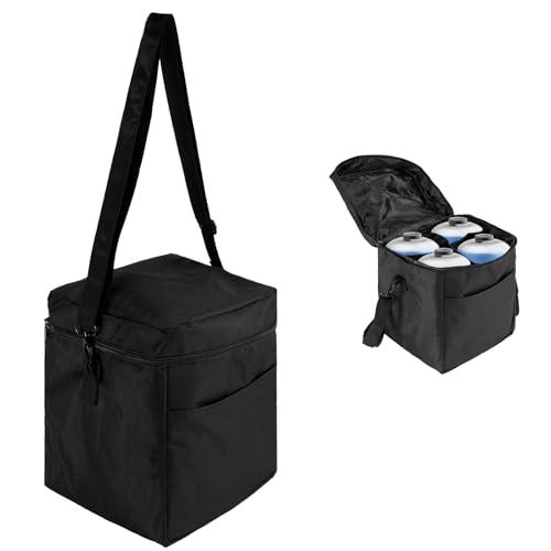 16oz Propane Tank Bag,(2 pieces) Small Propane Gas Tank Pouch to Hold 4 Mini Fuel Cylinders with Adjustable Shoulder Strap Detachable Padded Divider for Camping BBQ Outdoor Cooking Bag Only