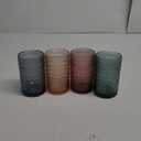 Khen Hobnail Beaded Highball Drinking Tumbler Glasses | Set of 4 | Color, Vintage Bubble Design Whiskey Glassware, Old-Fashioned, Embossed Design for Water, Cocktail Embossed, Rocks Glass (Muted Pastel Highball)