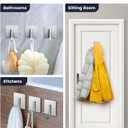 Adhesive Hooks, 8 Pack Towel Hooks Wall Hooks for Hanging, Stick on Hooks, Adhesive Towel Hooks for Bathroom Door Hanger Kitchen Closet Cabinet Stainless Steel-Brushed Nickel