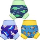 MOEMOE Baby Reusable Swim Diapers 3Pcs Comfortable Waterproof Baby Swim Diapers for Boys Swim Lesson 2T
