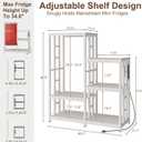 Mini Fridge Stand Coffee Bar Cabinet Station With Small Refrigerator Insert Storage Space, Shelf Organizer For Dorm Microwave To Sit, White Baker Rack With Power Outlet, Big Table To Go Over Fridge, 15.7"D x 40.5"W x 48.8"H