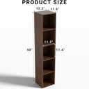 5 Cube Storage Organizer, Narrow Open Shelf Bookcase, Freestanding 5 Tier Low Display Bookshelf for Home Office, Living Room, Bedroom, Dark Brown & Black Walnut