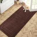 PURRUGS Dirt Trapper Door Mat 32" x 70", Non-Slip/Skid Machine Washable Entryway Rug, Dog Doormat, Super Absorbent Welcome Mat for Muddy Wet Shoes and Paws, Brown