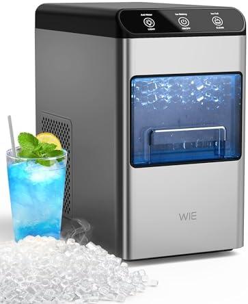 Ice Makers Countertop Nugget for Home Kitchen 37LBS, Pebble Counter Top Ice Machine, Mini Small Ice Maker,Portable Sonic Chewable Pellet Soft Icemaker, LED Maquina de Hielo Tabletop Self Cleaning