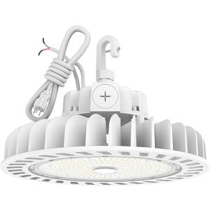 HYPERLITE LED UFO High Bay Lights 250W 36,250lm 1-10V Dimmable 5000K 5' Cable with 110V Plug Hanging Hook Safe Rope UL Listed for Shopping Mall Stadium Exhibition Hall, White