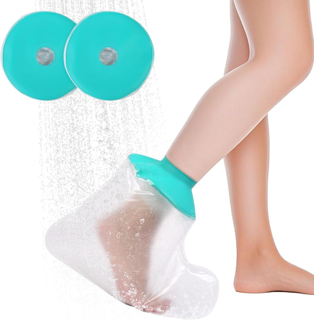 2PK Waterproof Leg Cast Cover for Showering - Reusable Shower Sleeve for Foot After Surgery, Watertight Non-Slip Adult Fracture Protector Bag, Water Proof Medical Covers for Heel/Foot/Wound/Bandages