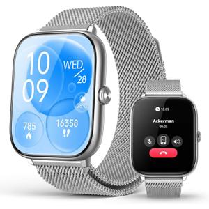 2.06" AMOLED Smart Watch with Blood Pressure, 118 Sports Modes, Fitness Activity Tracker for Men Women, Heart Rate Sleep SpO2 and Stress Monitor, IP68 Waterproof, Ideal Gift, Android iPhone Compatible
