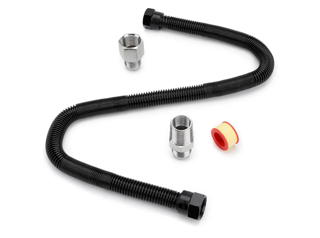 Stanbroil 1/2" OD x 3/8" ID 24" Non-Whistle Flexible Flex Gas Line Connector Kit for NG or LP Fire Pit and Fireplace