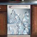 BlissYard Butterfly Dishwasher Magnet Cover 23x26 Inch Crystal Butterfly Kitchen Decor Dishwasher Magnet Cover Refrigerator Magnet Sticker Clean Dirty Magnet for Home Kitchen Office Fridge Decorative